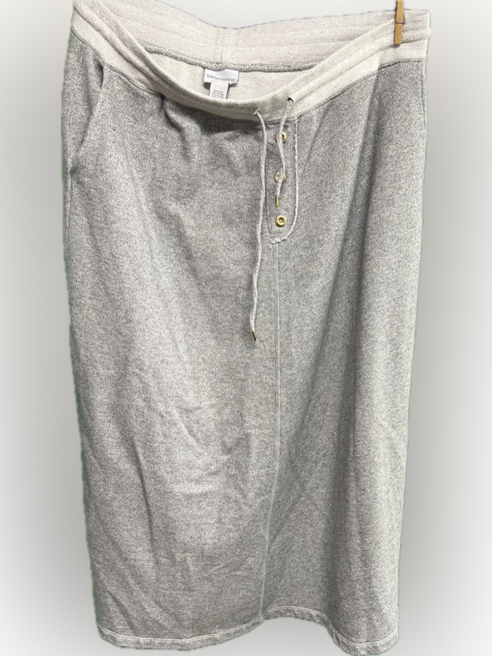 Soft Surroundings Light Gray Heavy Cotton Maxi Skirt with Side Pickets
